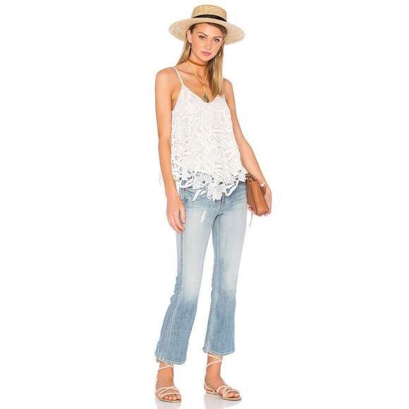 Alice + Olivia Tops - Alice + Olivia White Emmeline Crochet Lace Tank Nude Underlay Size Medium